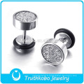 L-E0001 Boucle d&#39;oreille en métal poncé de 8 mm pour homme Bijoux en acier inoxydable noir argent brillant